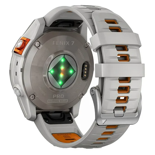 Часы Garmin Fenix 7 PRO Sapphire Solar титановый серый с серо-оранжевым ремешком