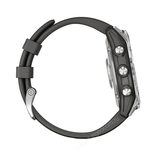 Часы Garmin Fenix 7 серебристый с графитовым силиконовым ремешком