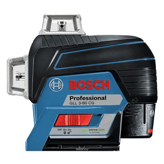 Лазерный уровень Bosch GLL 3-80 CG с зеленым лучом + BM 1 + GBA 12V + L-Boxx (0.601.063.T00)