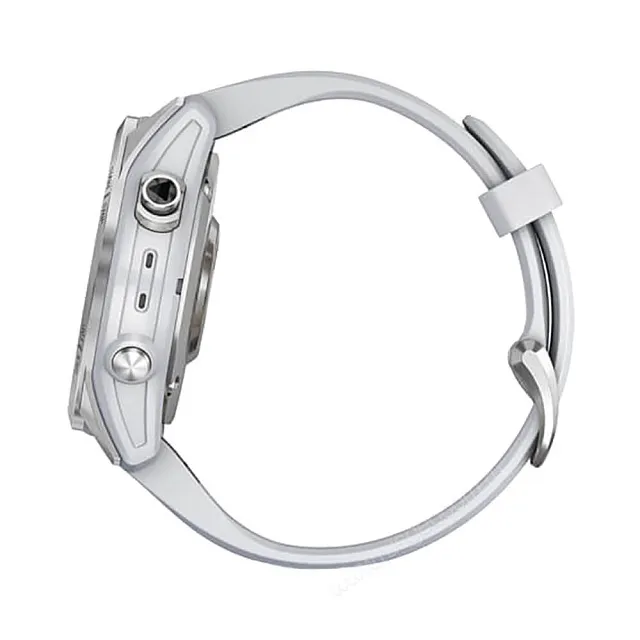 Часы Garmin Fenix 7S серебристый с белым силиконовым ремешком