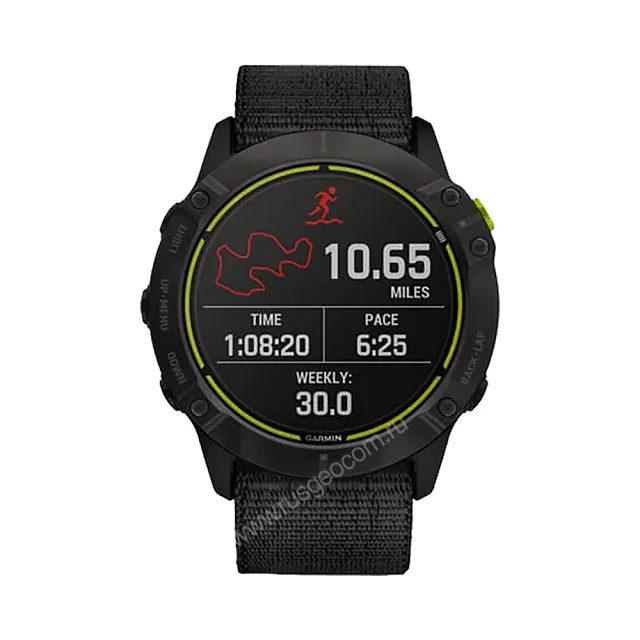 Часы Garmin Enduro титановый корпус с угольно-серым DLC-покрытием и черный нейлоновый ремешок UltraFit