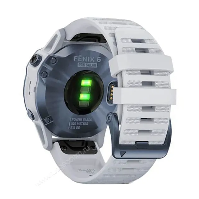 Часы Garmin Fenix 6 Pro Solar синий минерал с белым ремешком