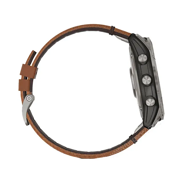 Часы Garmin Fenix 7X Sapphire Solar титановый черный с коричневым кожаным ремешком
