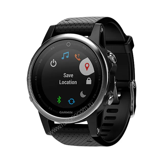 Часы Garmin Fenix 5S серебристые с черным ремешком