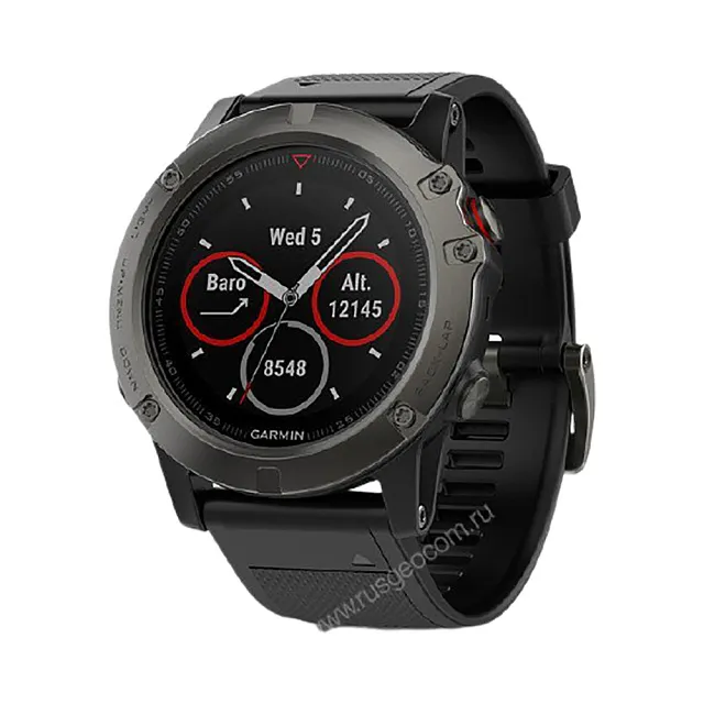 Часы Garmin Fenix 5X Sapphire серые с черным ремешком