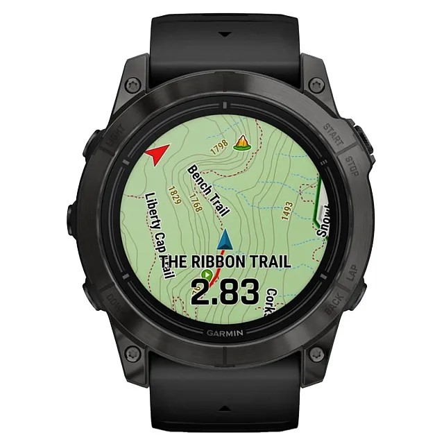 Часы Garmin EPIX PRO (Gen 2) Sapphire Edition 51 мм, титановый угольно-серый, DLC, черный силиконовый ремешок