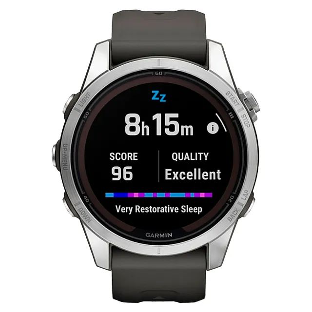 Часы Garmin Fenix 7S Pro Solar серебристый с черным ремешком