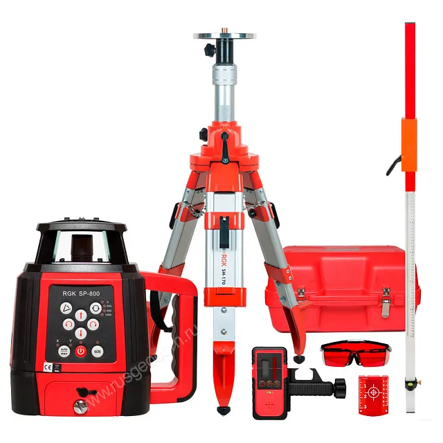 Комплект: ротационный нивелир RGK SP-800 + штатив, рейка