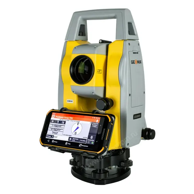 Тахеометр GeoMax Zoom10, 2" с X-PAD Ultimate Premium в комплекте смартфон и крепление