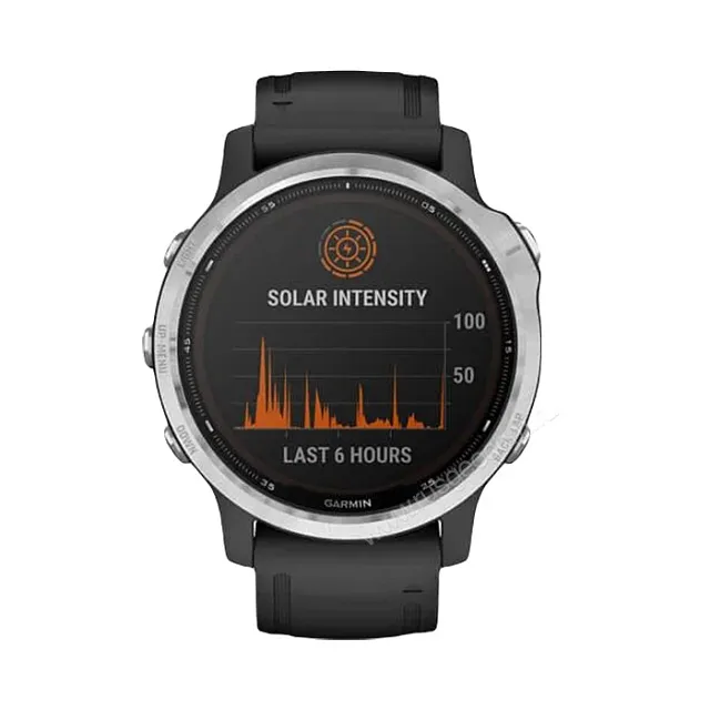 Часы Garmin Fenix 6S Solar серебристый с черным ремешком