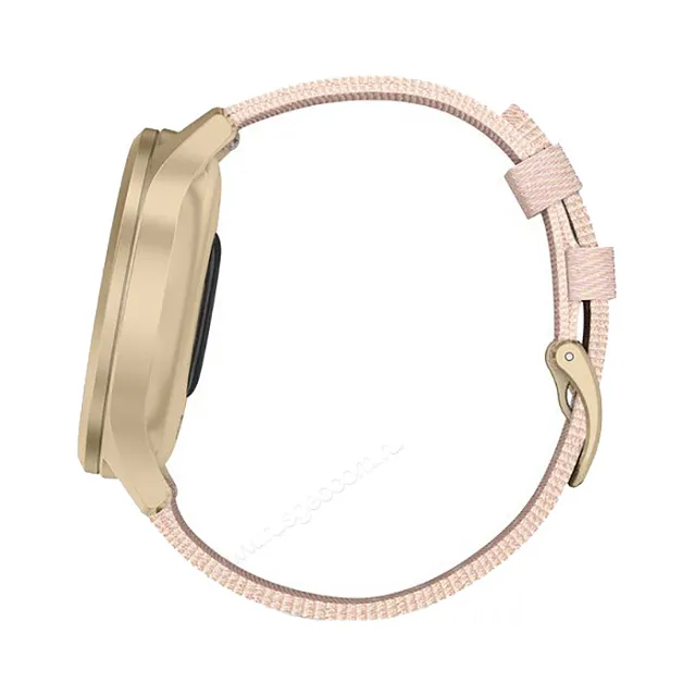Часы Garmin Vivomove Style светло-золотистый с розовым плетеным нейлоновым ремешком