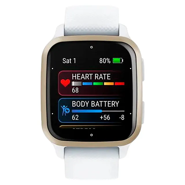 Часы Garmin Venu Sq 2 белые с кремово-золотым алюминиевым безелем