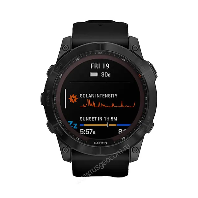 Часы Garmin Fenix 7X Sapphire Solar титановый черный DLC с силиконовым ремешком