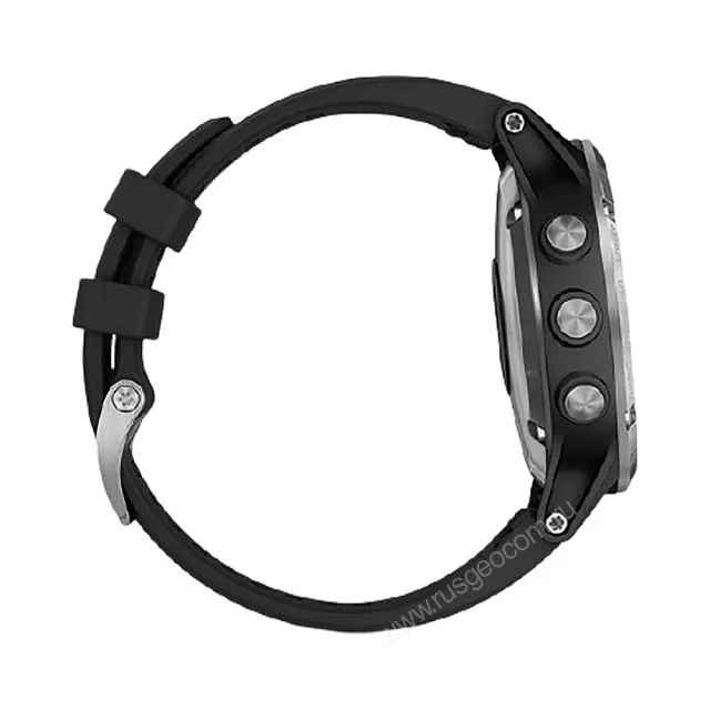 Часы Garmin Fenix 5 Plus серебристые с черным ремешком