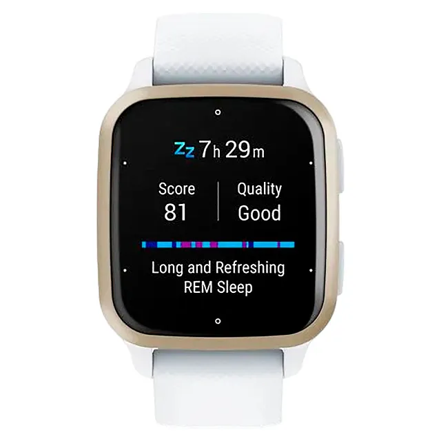 Часы Garmin Venu Sq 2 белые с кремово-золотым алюминиевым безелем