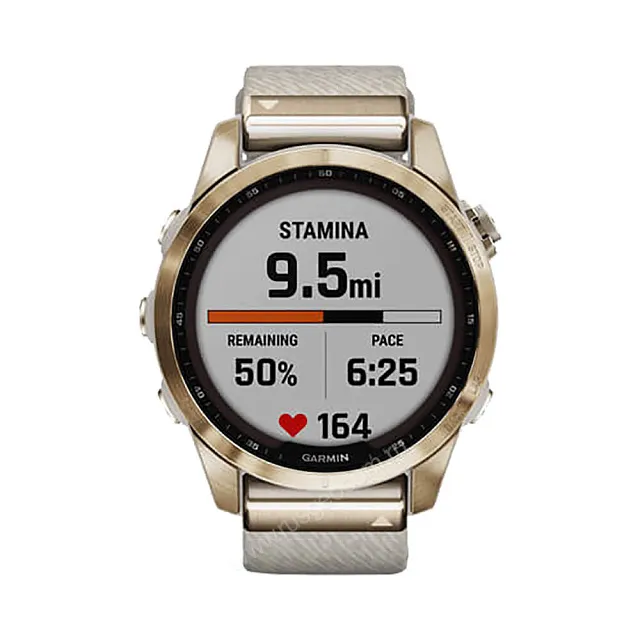 Часы Garmin Fenix 7S Sapphire Solar титановый кремовый с нейлоновым ремешком