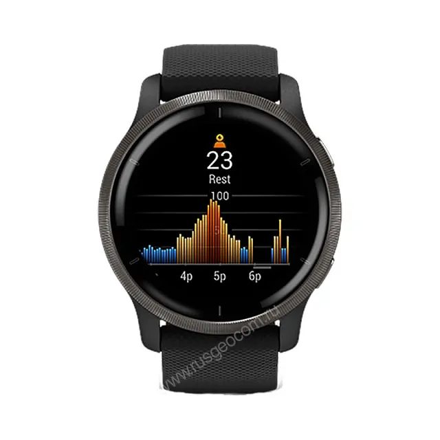 Часы Garmin Venu 2 черные с серым безелем и кожаным ремешком