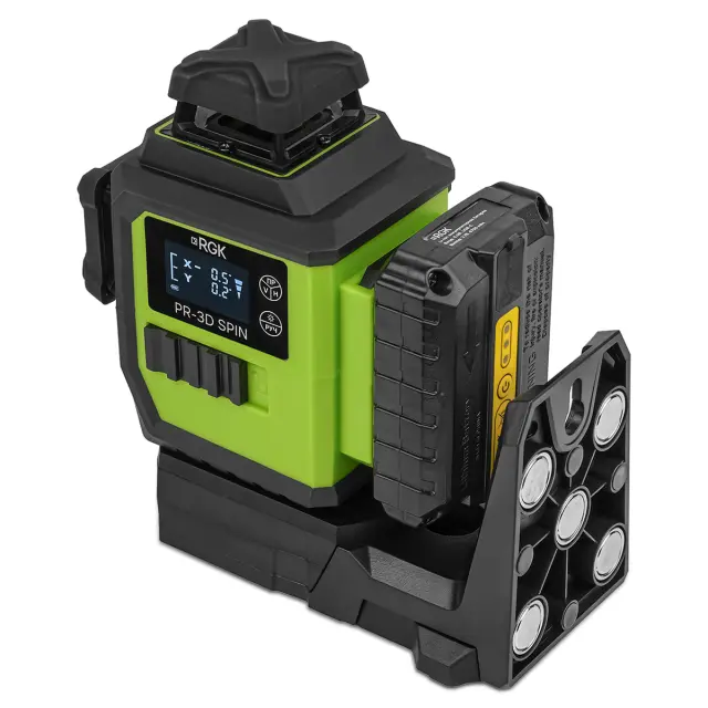 Лазерный уровень RGK PR-3D SPIN с зеленым лучом с опцией поворота вертикального луча