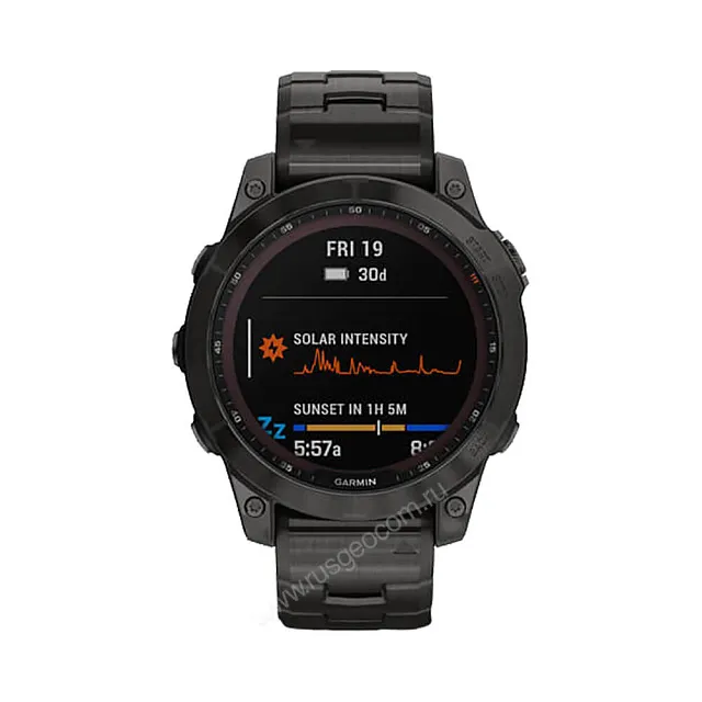 Часы Garmin Fenix 7 Sapphire Solar титановый угольно-серый DLC с угольно-серым титановым DLC браслетом