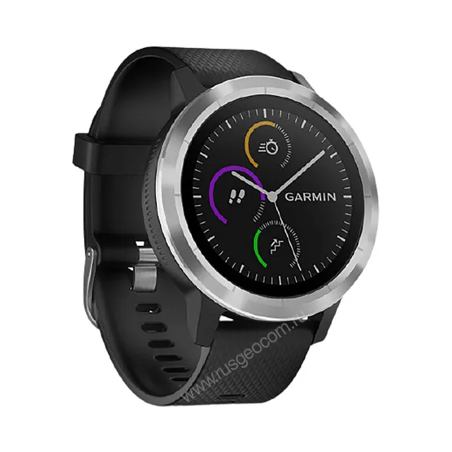 Часы Garmin Vivoactive 3 серебристые с черным ремешком