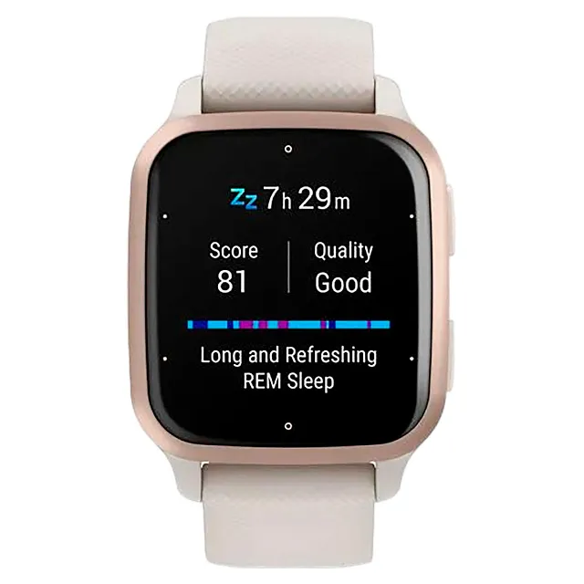 Часы Garmin Venu Sq 2 Music Edition цвет слоновой кости с персиково-золотым алюминиевым безелем