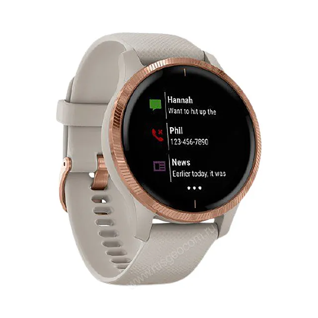 Часы Garmin Venu песочного цвета с золотистым безелем