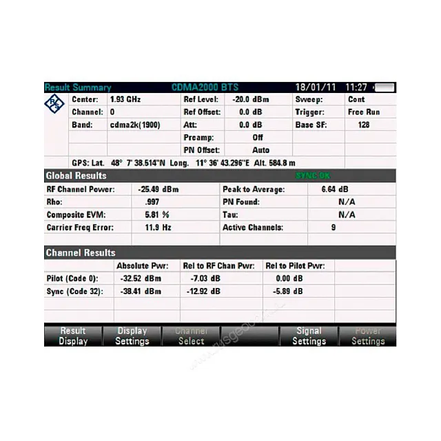 Опция общего анализа сигналов базовых станций CDMA2000 Rohde & Schwarz FSH-K46