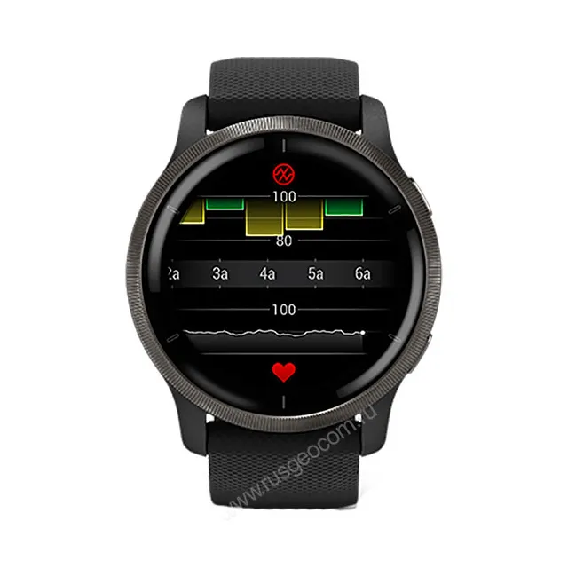 Часы Garmin Venu 2 черные с серым безелем и кожаным ремешком