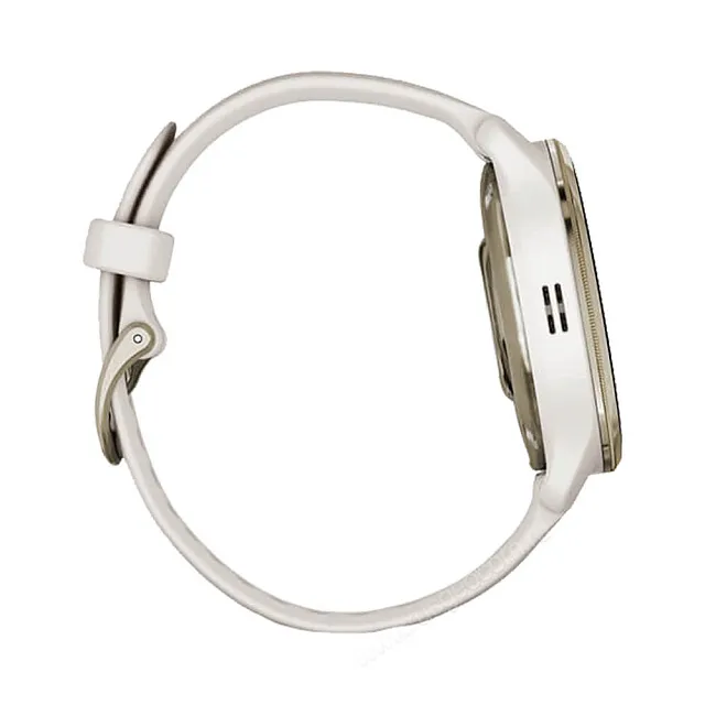 Часы Garmin Venu 2 Plus цвета слоновой кости с безелем цвета кремовое золото и силиконовым ремешком