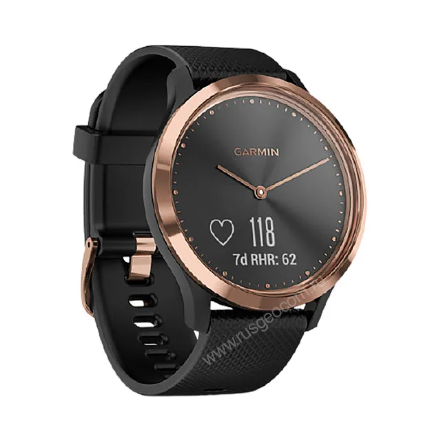 Часы Garmin Vivomove HR розовое золото с черным ремешком