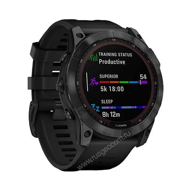 Часы Garmin Fenix 7X Sapphire Solar титановый черный DLC с силиконовым ремешком