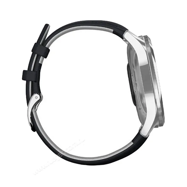 Часы Garmin Vivomove Luxe серебристый с темно-синим кожаным ремешком