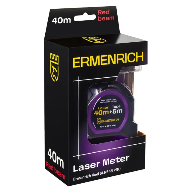 Рулетка с лазерным дальномером Ermenrich Reel SLR545 PRO фиолетовый