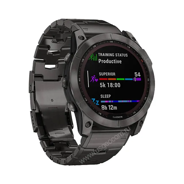 Часы Garmin Fenix 7X Sapphire Solar титановый угольно-серый DLC с угольно-серым титановым DLC браслетом
