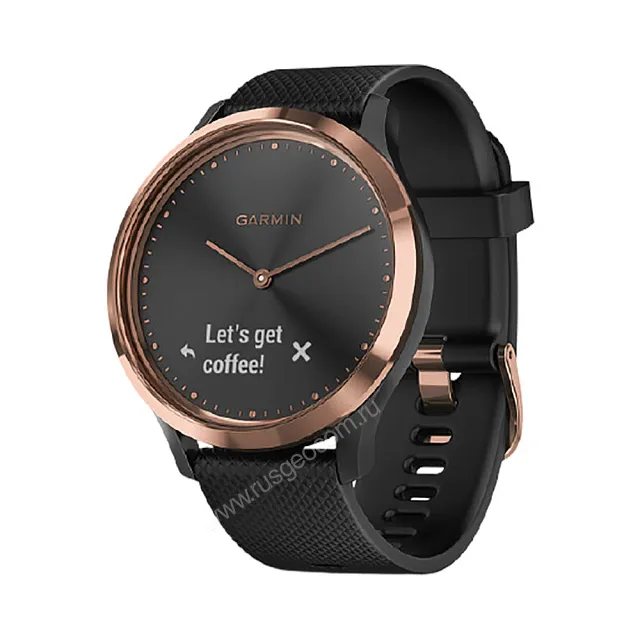 Часы Garmin Vivomove HR розовое золото с черным ремешком
