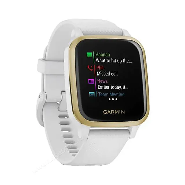 Часы Garmin Venu Sq белый с золотистым алюминиевым безелем и с силиконовым ремешком