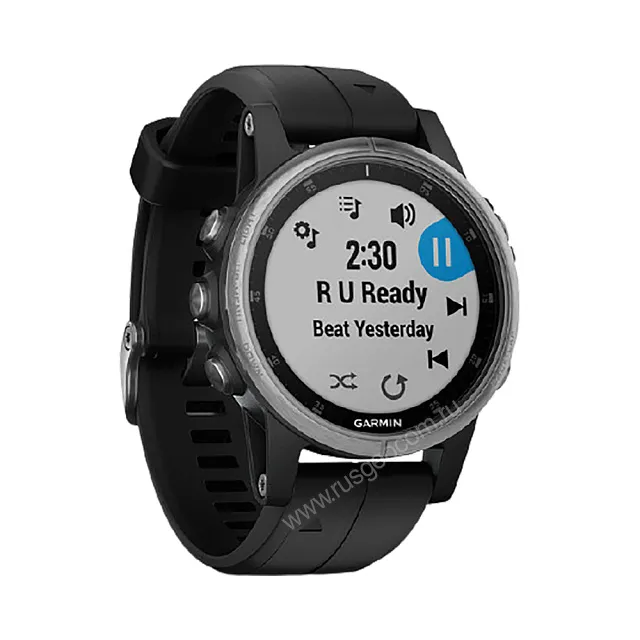 Часы Garmin Fenix 5S Plus серебристые с черным ремешком