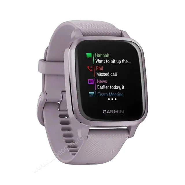 Часы Garmin Venu Sq орхидея с алюминиевым безелем и с силиконовым ремешком