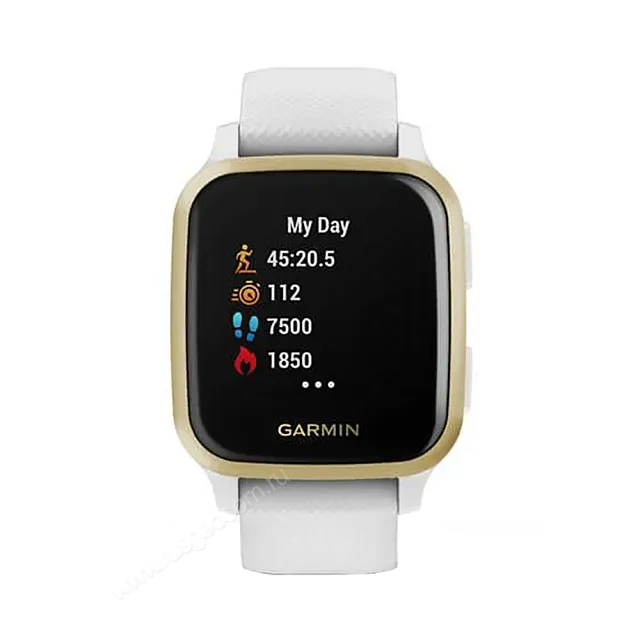 Часы Garmin Venu Sq белый с золотистым алюминиевым безелем и с силиконовым ремешком