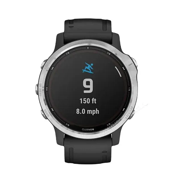 Часы Garmin Fenix 6S Solar серебристый с черным ремешком
