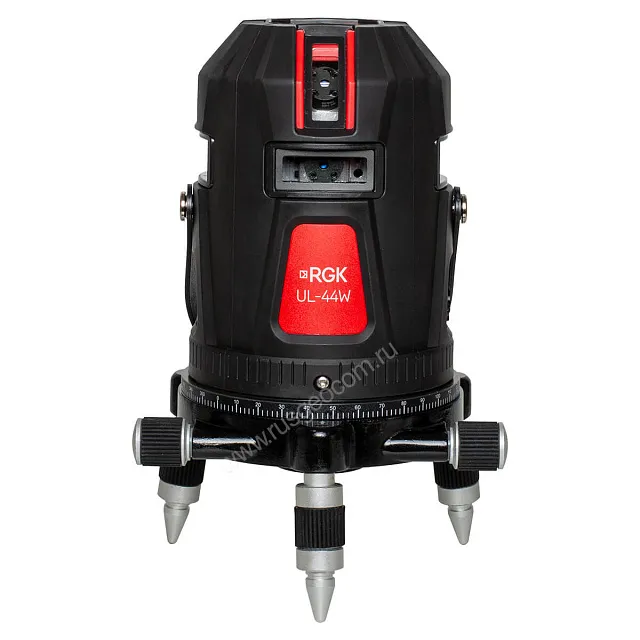Комплект: лазерный уровень RGK UL-44W Black + штанга-упор, приемник, рейка