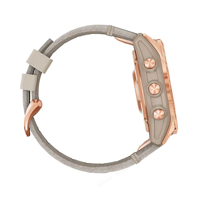 Часы Garmin Fenix 7S Sapphire Solar титановый цвета розовое золото с песчаным кожаным ремешком