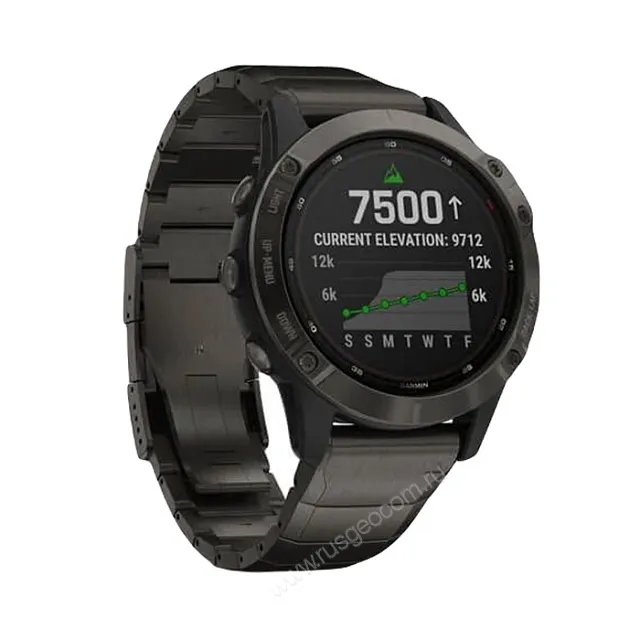 Часы Garmin Fenix 6 Pro Solar титановый DLC карбон с DLC титановым ремешком