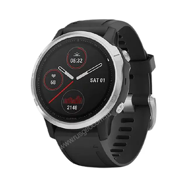 Часы Garmin Fenix 6S серебристые с черным ремешком