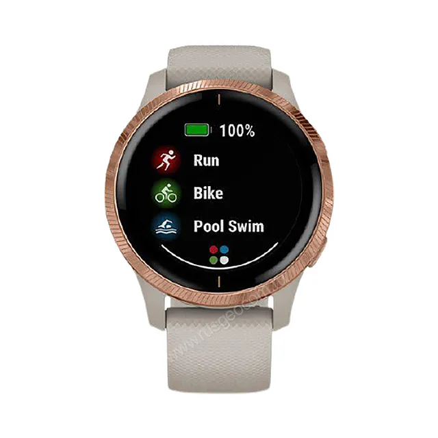 Часы Garmin Venu песочного цвета с золотистым безелем