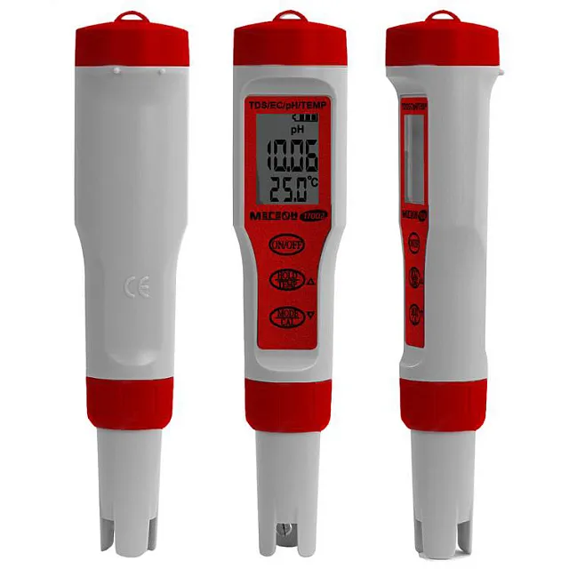Тестер воды 4 в 1 (солемер/кондуктометр/pH- метр/термометр) МЕГЕОН 17002