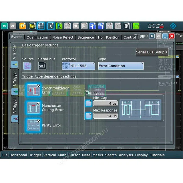 Опция синхронизации и декодирования последовательных шин данных MIL-1553 Rohde & Schwarz RTA-K6