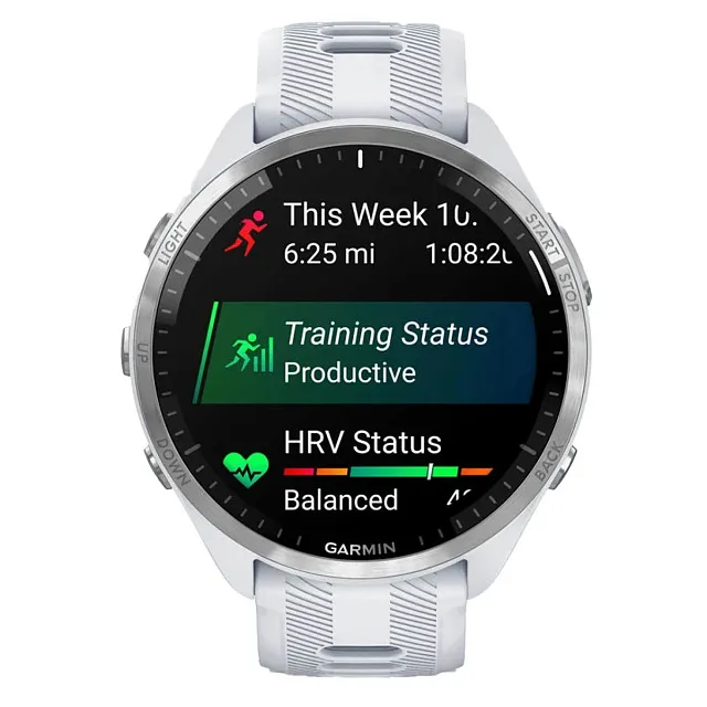 Часы Garmin Forerunner 965 белые, титановый безель, с белым ремешком