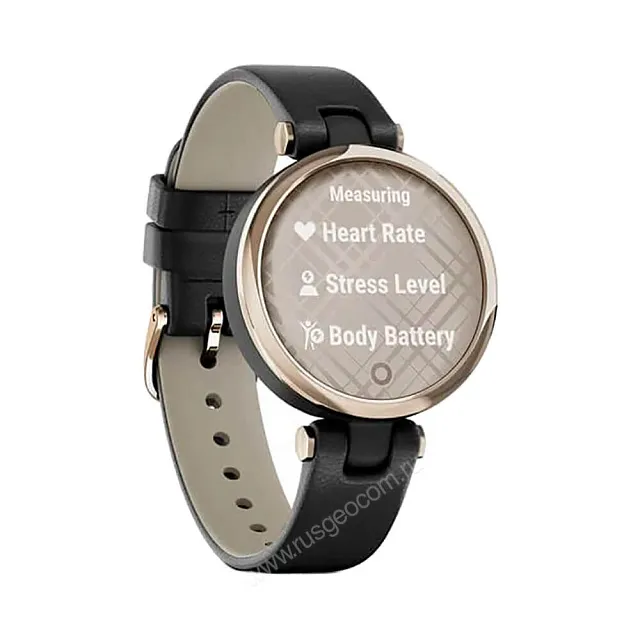 Часы Garmin Lily кремово-золотистый безель, черный корпус и итальянский кожаный ремешок