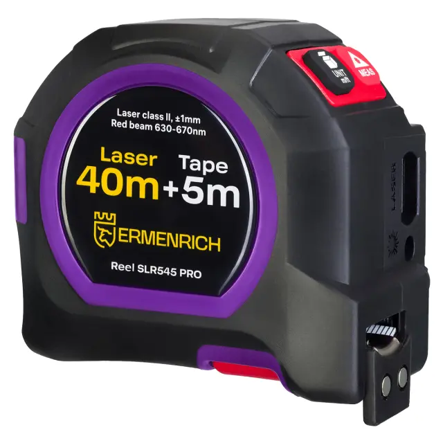 Рулетка с лазерным дальномером Ermenrich Reel SLR545 PRO фиолетовый